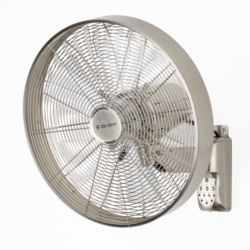 ZEVENTI - Επιτοίχιος ανεμιστήρας FREEZE 50W/230V διάμ. 45 cm ματ χρώμιο + τηλεχειριστήριο