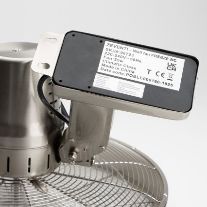 ZEVENTI - Επιτοίχιος ανεμιστήρας FREEZE 50W/230V διάμ. 45 cm ματ χρώμιο + τηλεχειριστήριο