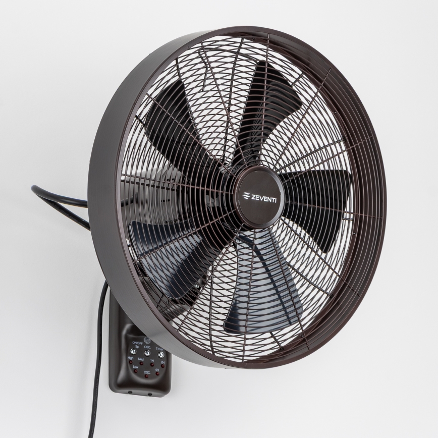ZEVENTI - Επιτοίχιος ανεμιστήρας FREEZE 50W/230V Ø 45 cm μαύρο/καφέ + τηλεχειριστήριο