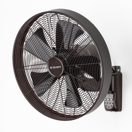ZEVENTI - Επιτοίχιος ανεμιστήρας FREEZE 50W/230V Ø 45 cm μαύρο/καφέ + τηλεχειριστήριο