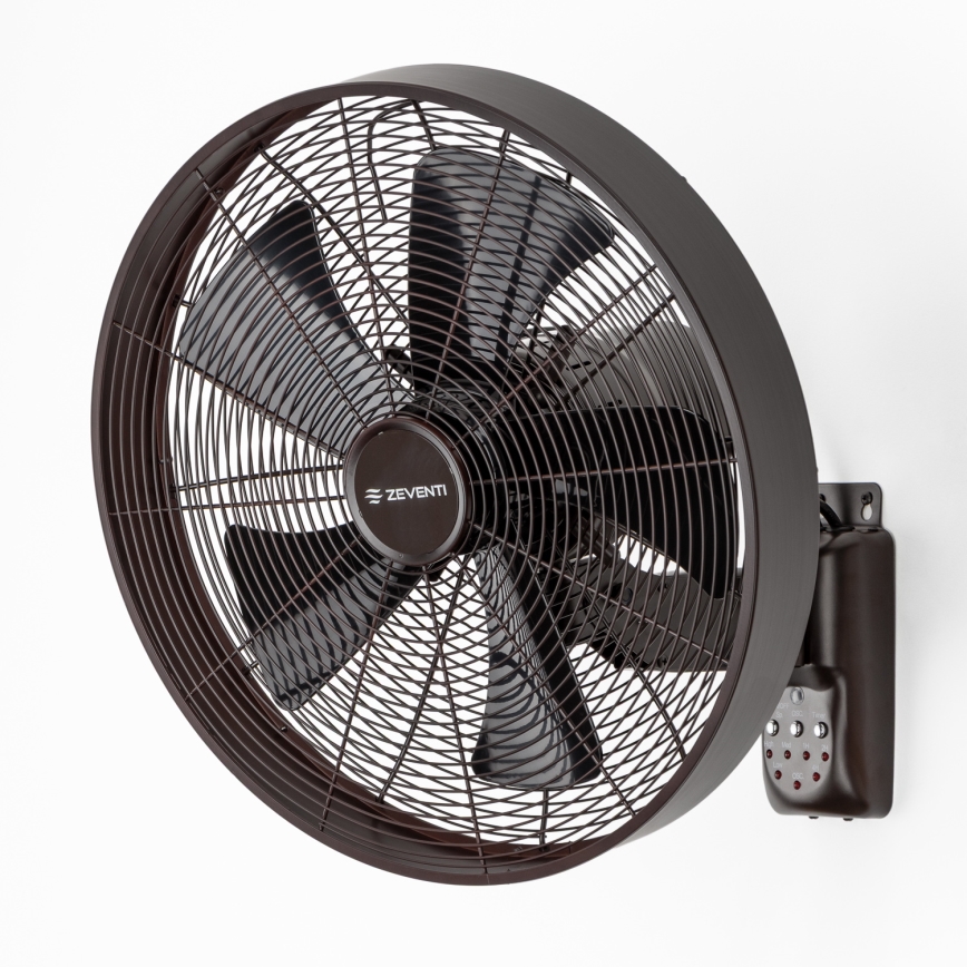 ZEVENTI - Επιτοίχιος ανεμιστήρας FREEZE 50W/230V Ø 45 cm μαύρο/καφέ + τηλεχειριστήριο