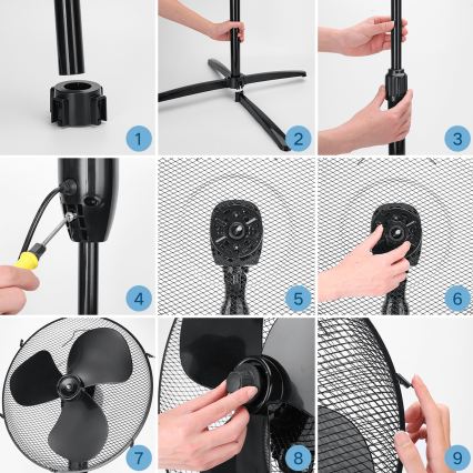 ZEVENTI - Ανεμιστήρας δαπέδου FLOW 40W/230V μαύρος