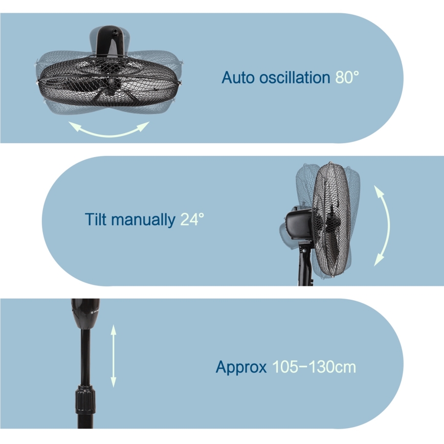ZEVENTI - Ανεμιστήρας δαπέδου FLOW 40W/230V μαύρος