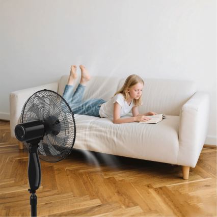 ZEVENTI - Επιδαπέδιος ανεμιστήρας FLOW 55W/230V 130 cm μαύρος + τηλεχειριστήριο