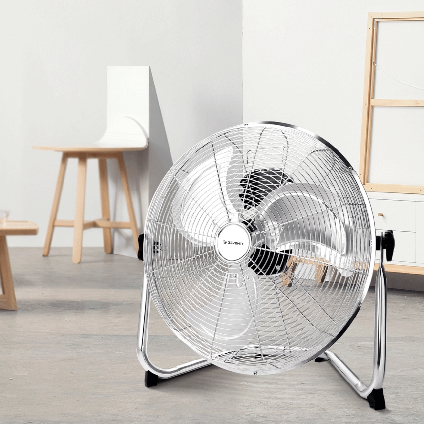 ZEVENTI - Επιδαπέδιος ανεμιστήρας FLOW 60W/230V 44,5 cm γυαλιστερό χρώμιο