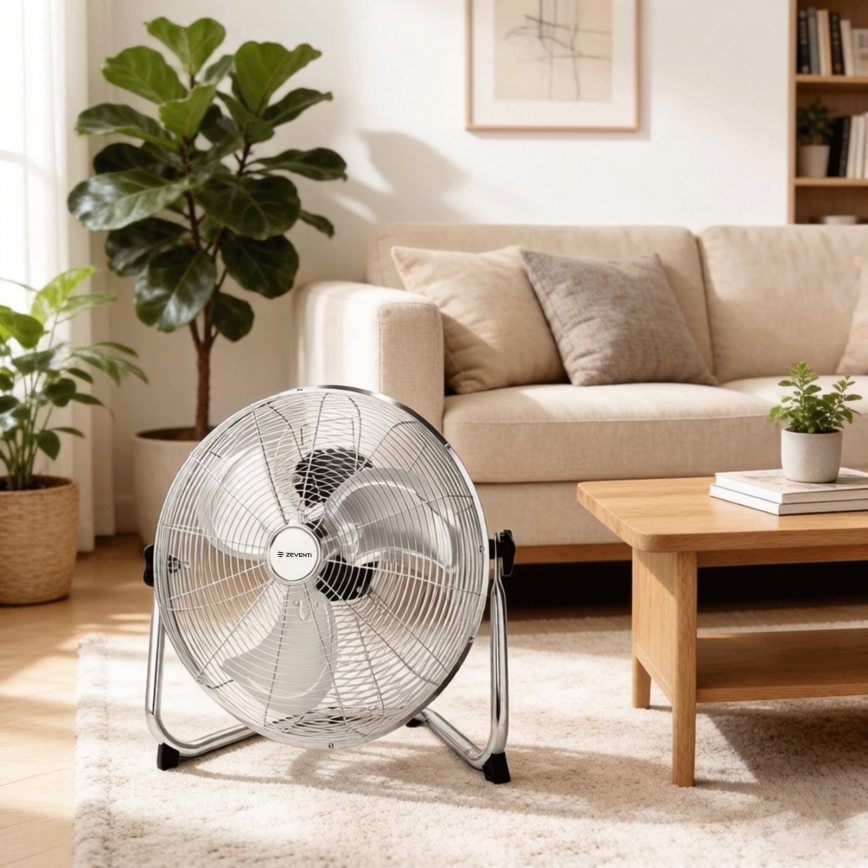 ZEVENTI - Επιδαπέδιος ανεμιστήρας FLOW 60W/230V 44,5 cm γυαλιστερό χρώμιο