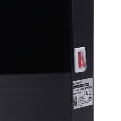 ZEVENTI - Έξυπνος επιτοίχιος ηλεκτρικός θερμαντήρας/κονβέκτορας με οθόνη LCD 1000/2000W/230V Wi-Fi μαύρος