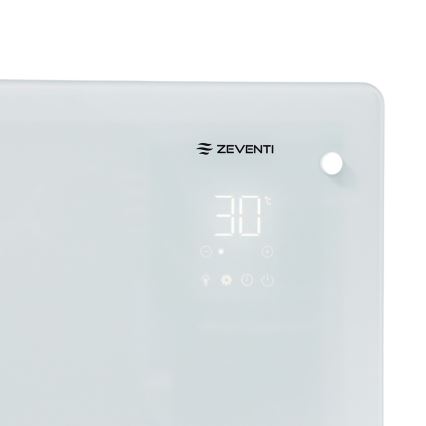 ZEVENTI - Έξυπνος επιτοίχιος ηλεκτρικός θερμοπομπός/κονβέκτορας με οθόνη LCD 1000/2000W/230V Wi-Fi λευκό
