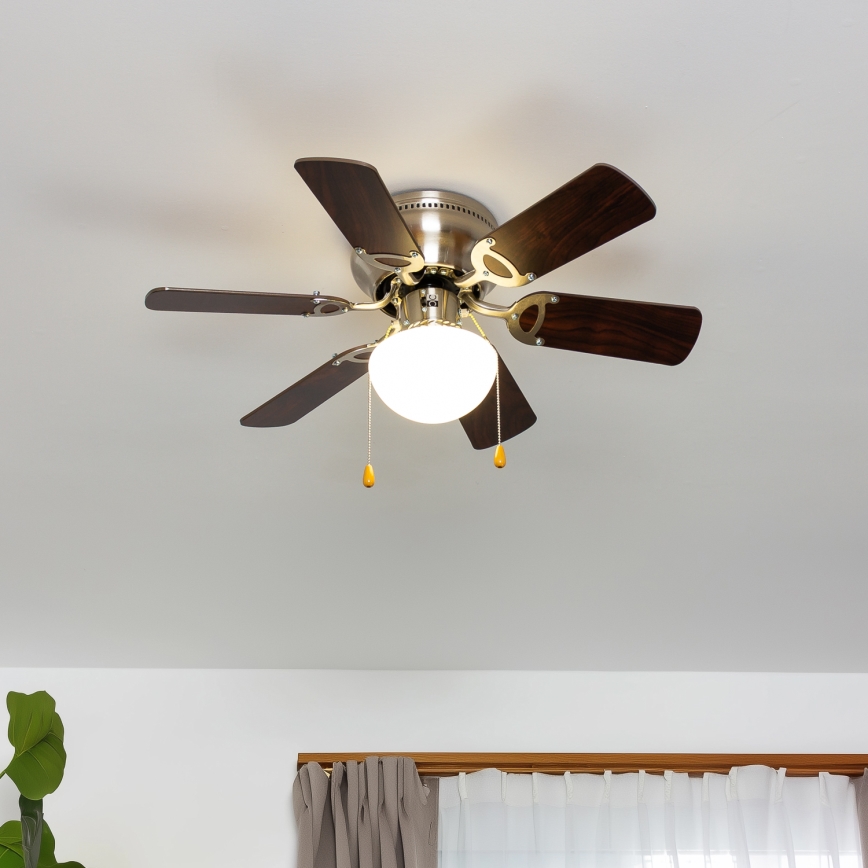 ZEVENTI - Ανεμιστήρας οροφής GALDANA 1xE27/60W/230V καφέ/μπεζ