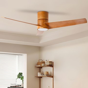 ZEVENTI - Ανεμιστήρας οροφής LED BARROSA LED/18W/230V 3000/4000/6000K Wi-Fi Tuya καφέ + τηλεχειριστήριο