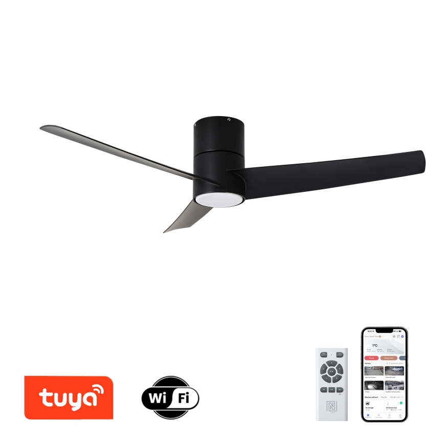 ZEVENTI - Ανεμιστήρας οροφής LED BARROSA LED/18W/230V 3000/4000/6000K Wi-Fi Tuya μαύρο + τηλεχειριστήριο