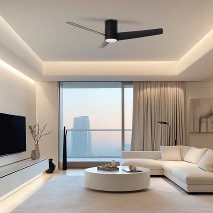 ZEVENTI - Ανεμιστήρας οροφής LED BARROSA LED/18W/230V 3000/4000/6000K Wi-Fi Tuya μαύρο + τηλεχειριστήριο
