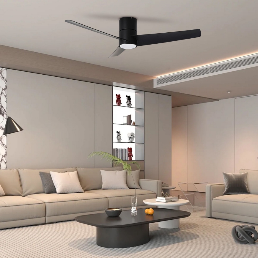 ZEVENTI - Ανεμιστήρας οροφής LED BARROSA LED/18W/230V 3000/4000/6000K Wi-Fi Tuya μαύρο + τηλεχειριστήριο