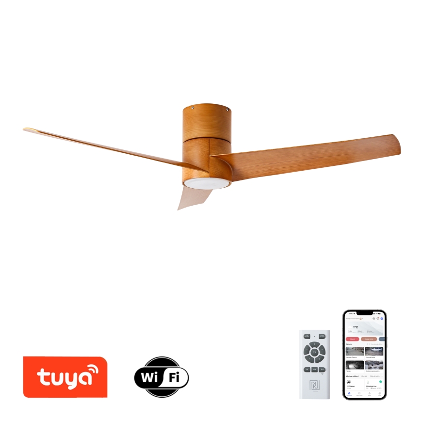 ZEVENTI - Ανεμιστήρας οροφής LED BARROSA LED/18W/230V 3000/4000/6000K Wi-Fi Tuya καφέ + τηλεχειριστήριο