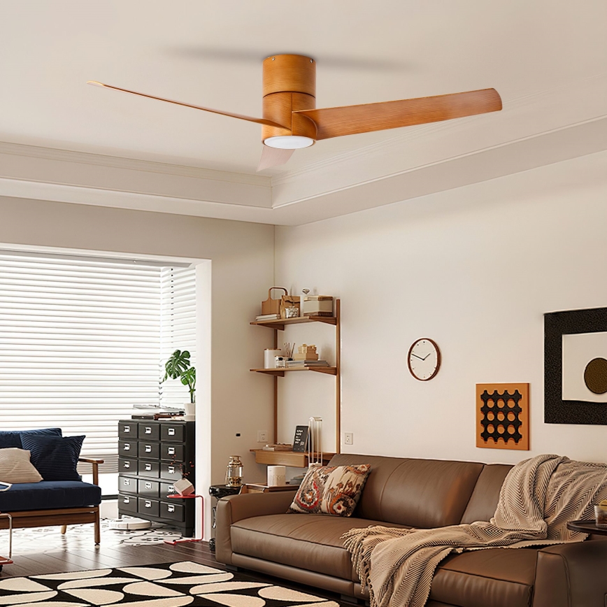 ZEVENTI - Ανεμιστήρας οροφής LED BARROSA LED/18W/230V 3000/4000/6000K Wi-Fi Tuya καφέ + τηλεχειριστήριο