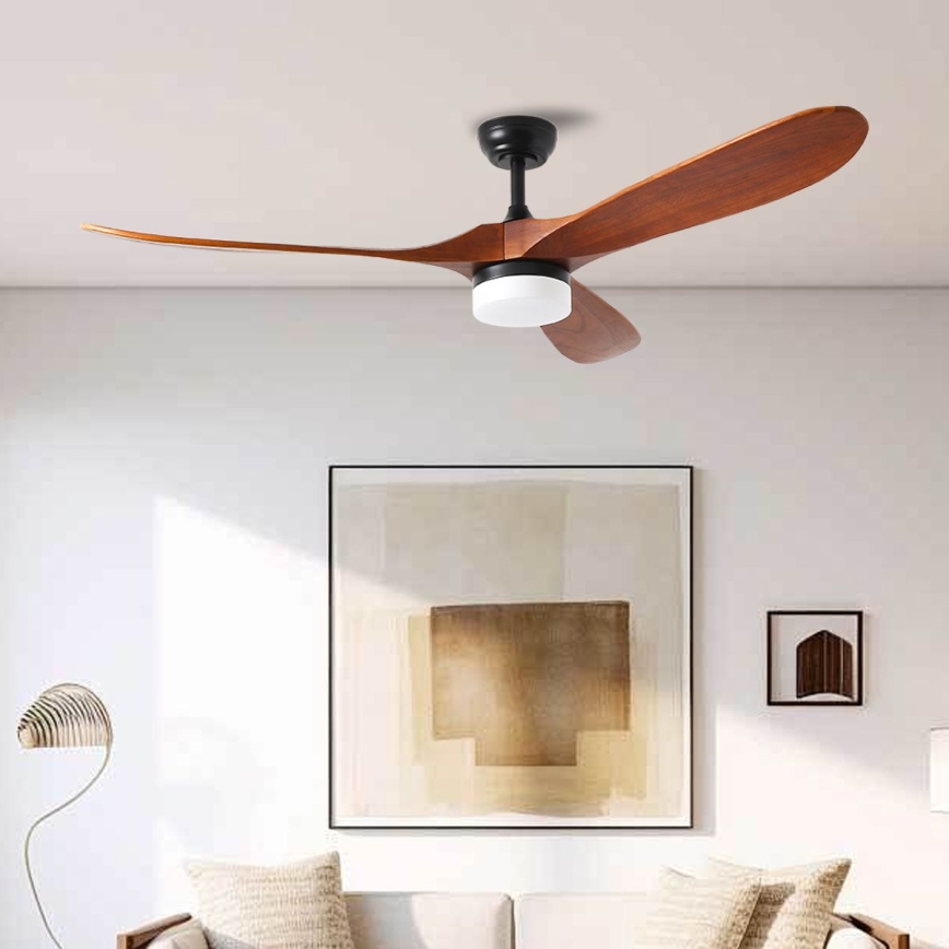 ZEVENTI - Ανεμιστήρας οροφής LED Dimmable GINOSA LED/18W/230V 3000-6000K Wi-Fi Tuya μαύρο/δρυς + τηλεχειριστήριο