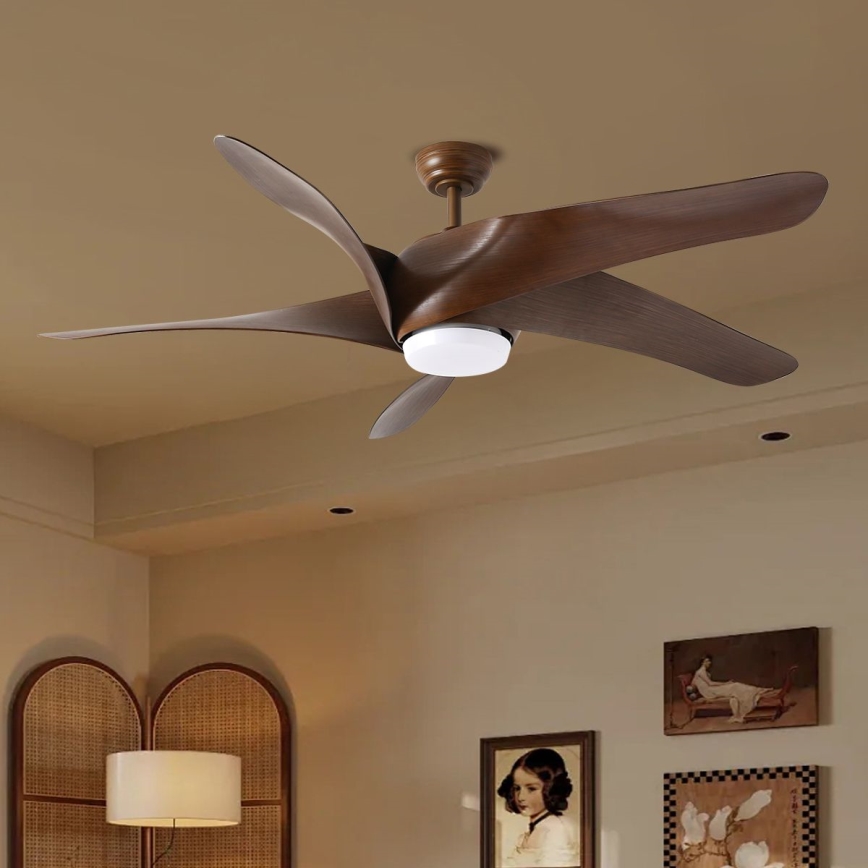 ZEVENTI - Ανεμιστήρας οροφής LED Dimmable LUCCA LED/18W/230V 3000-6000K Wi-Fi Tuya καφέ + τηλεχειριστήριο