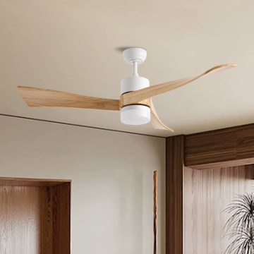 ZEVENTI - Ανεμιστήρας οροφής LED Dimmable NATURITO LED/18W/230V 3000-6000K Wi-Fi Tuya λευκό/δρυς + τηλεχειριστήριο