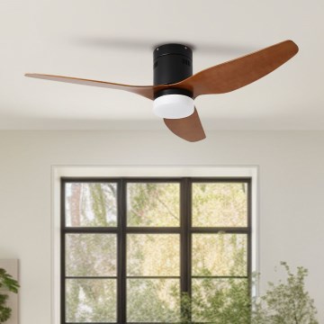 ZEVENTI - Ανεμιστήρας οροφής LED Dimmable PADUA LED/18W/230V 3000-6000K Wi-Fi Tuya μαύρο/καφέ + τηλεχειριστήριο