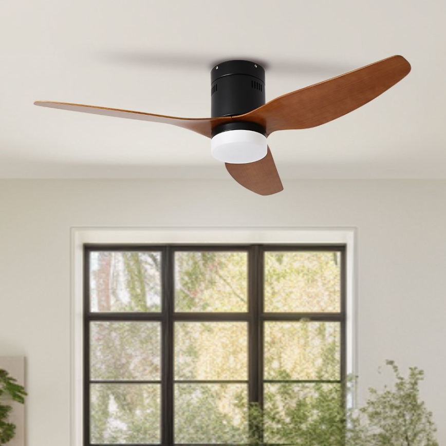 ZEVENTI - Ανεμιστήρας οροφής LED Dimmable PADUA LED/18W/230V 3000-6000K Wi-Fi Tuya μαύρο/καφέ + τηλεχειριστήριο