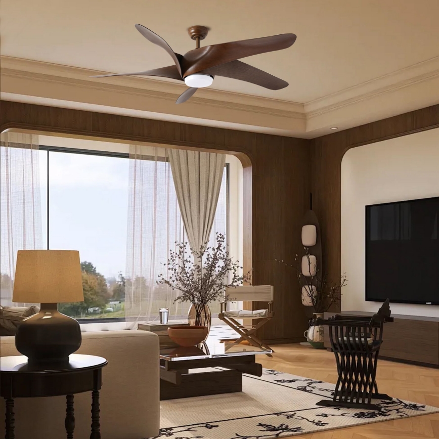 ZEVENTI - Ανεμιστήρας οροφής LED Dimmable LUCCA LED/18W/230V 3000-6000K Wi-Fi Tuya καφέ + τηλεχειριστήριο