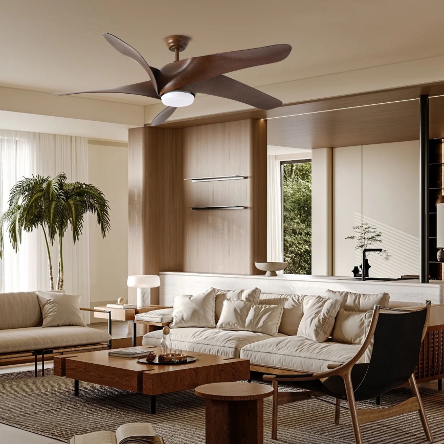 ZEVENTI - Ανεμιστήρας οροφής LED Dimmable LUCCA LED/18W/230V 3000-6000K Wi-Fi Tuya καφέ + τηλεχειριστήριο