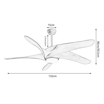 ZEVENTI - Ανεμιστήρας οροφής LED Dimmable LUCCA LED/18W/230V 3000-6000K Wi-Fi Tuya καφέ + τηλεχειριστήριο