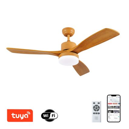 ZEVENTI - Ανεμιστήρας οροφής LED Dimmable MARE LED/24W/230V 3000-6000K Wi-Fi Tuya δρυς + τηλεχειριστήριο