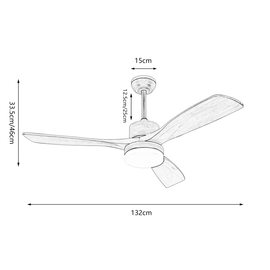 ZEVENTI - Ανεμιστήρας οροφής LED Dimmable MARE LED/24W/230V 3000-6000K Wi-Fi Tuya δρυς + τηλεχειριστήριο
