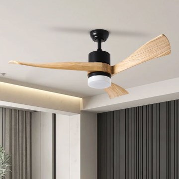ZEVENTI - Ανεμιστήρας οροφής LED NATURITO LED/18W/230V 3000-6000K Wi-Fi Tuya μαύρο/δρυς + τηλεχειριστήριο
