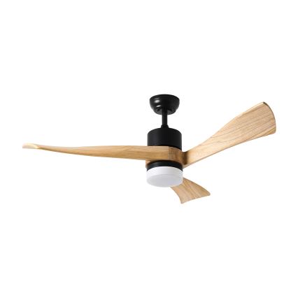 ZEVENTI - Ανεμιστήρας οροφής LED Dimmable NATURITO LED/18W/230V 3000-6000K Wi-Fi Tuya μαύρο/δρυς + τηλεχειριστήριο