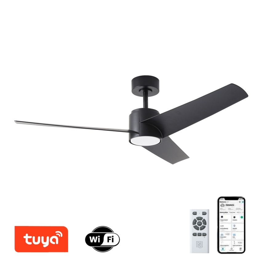 ZEVENTI - Ανεμιστήρας οροφής LED Dimmable ORVIETO LED/18W/230V 3000-6000K Wi-Fi Tuya μαύρο + τηλεχειριστήριο