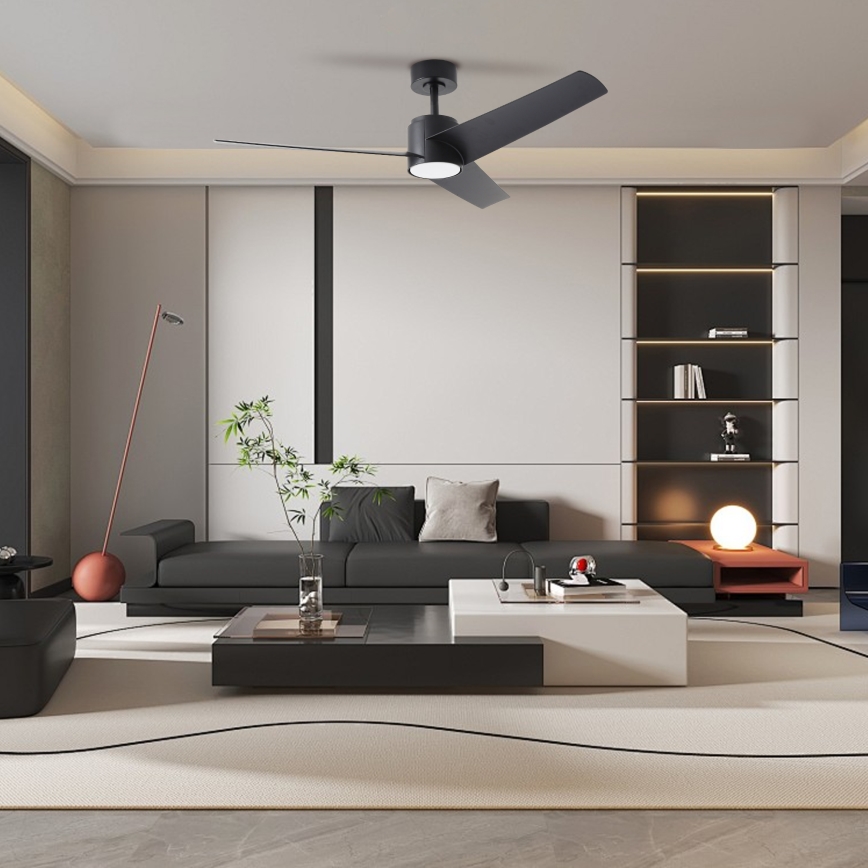 ZEVENTI - Ανεμιστήρας οροφής LED Dimmable ORVIETO LED/18W/230V 3000-6000K Wi-Fi Tuya μαύρο + τηλεχειριστήριο