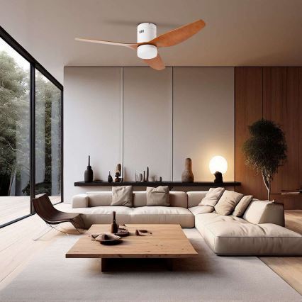ZEVENTI - Ανεμιστήρας οροφής LED Dimmable PADUA LED/18W/230V 3000-6000K Wi-Fi Tuya λευκό/καφέ + τηλεχειριστήριο