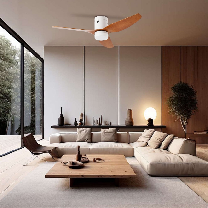 ZEVENTI - Ανεμιστήρας οροφής LED Dimmable PADUA LED/18W/230V 3000-6000K Wi-Fi Tuya λευκό/καφέ + τηλεχειριστήριο