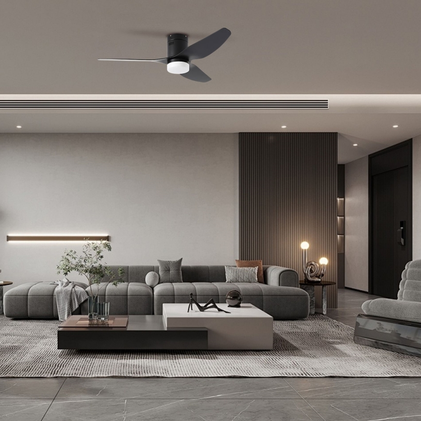 ZEVENTI - Ανεμιστήρας οροφής LED Dimmable PADUA LED/18W/230V 3000-6000K Wi-Fi Tuya μαύρο + τηλεχειριστήριο