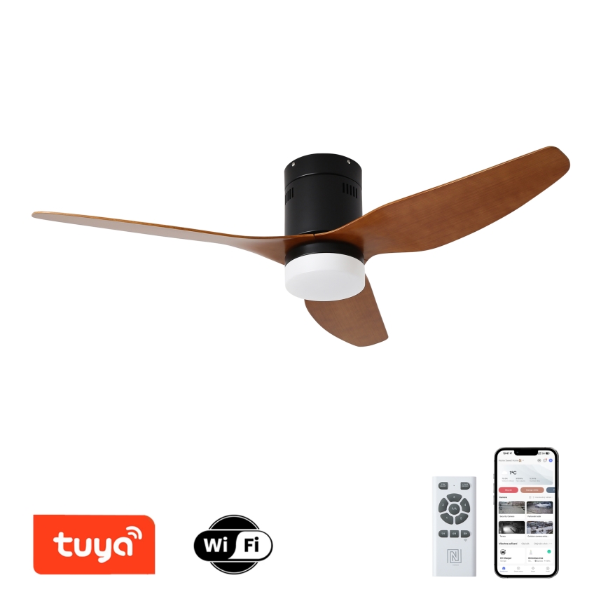 ZEVENTI - Ανεμιστήρας οροφής LED Dimmable PADUA LED/18W/230V 3000-6000K Wi-Fi Tuya μαύρο/καφέ + τηλεχειριστήριο