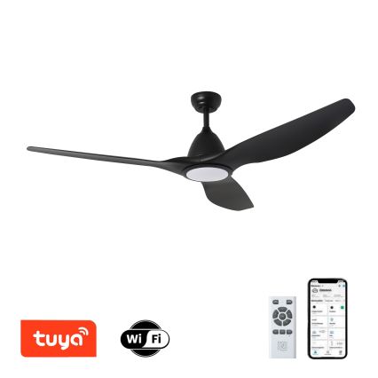 ZEVENTI - Ανεμιστήρας οροφής LED Dimmable URBINO LED/20W/230V 3000-6000K Wi-Fi Tuya μαύρο + τηλεχειριστήριο