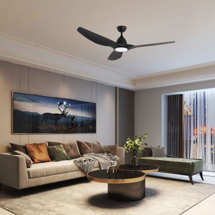 ZEVENTI - Ανεμιστήρας οροφής LED Dimmable URBINO LED/20W/230V 3000-6000K Wi-Fi Tuya μαύρο + τηλεχειριστήριο