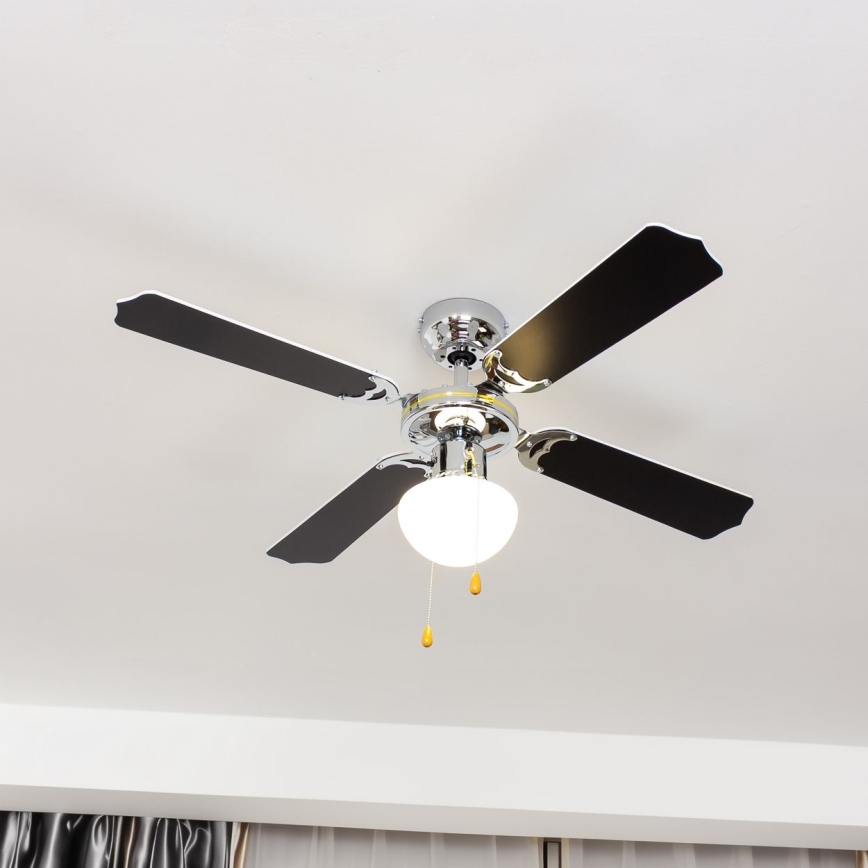 ZEVENTI - Ανεμιστήρας οροφής NAVAGIO 1xE27/60W/230V μαύρο/λευκό