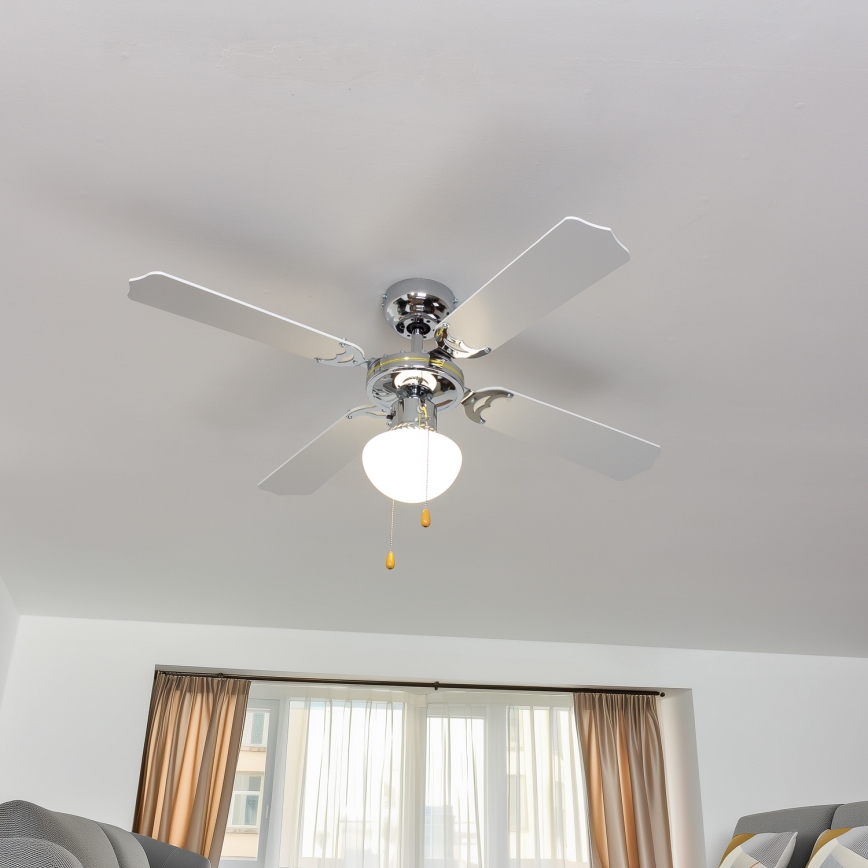 ZEVENTI - Ανεμιστήρας οροφής NAVAGIO 1xE27/60W/230V μαύρο/λευκό