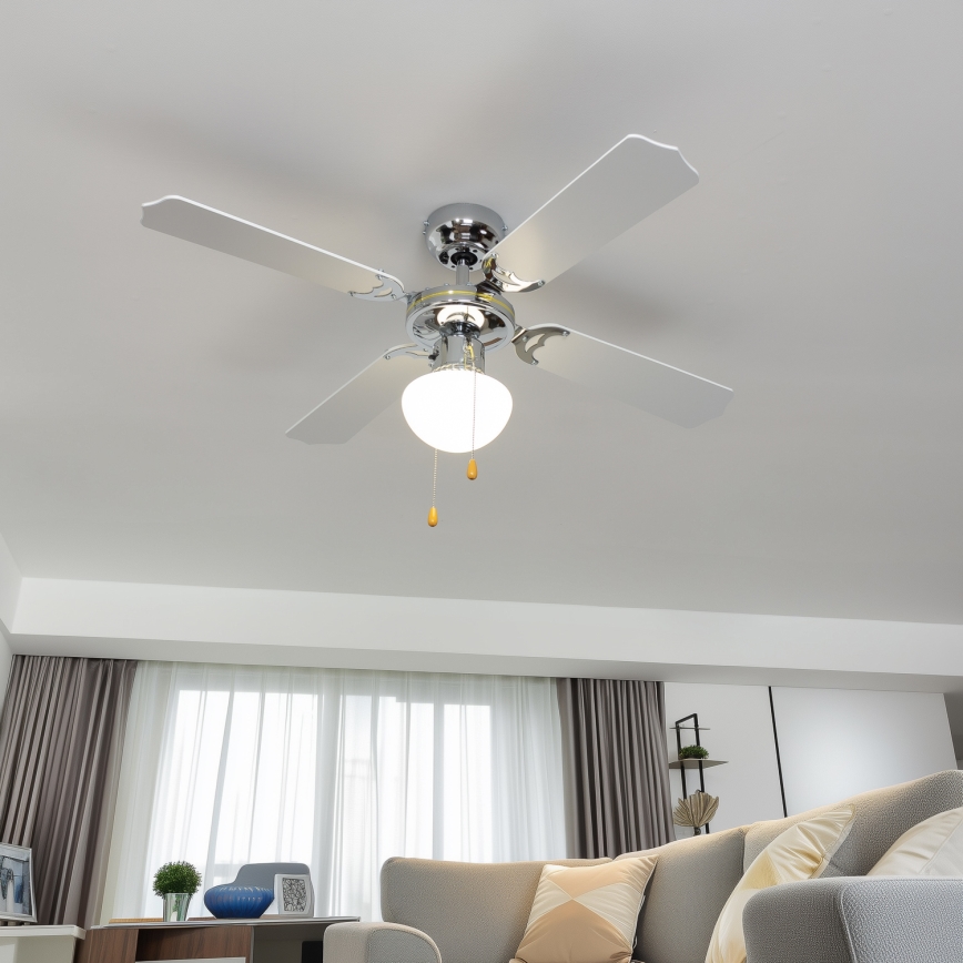 ZEVENTI - Ανεμιστήρας οροφής NAVAGIO 1xE27/60W/230V μαύρο/λευκό