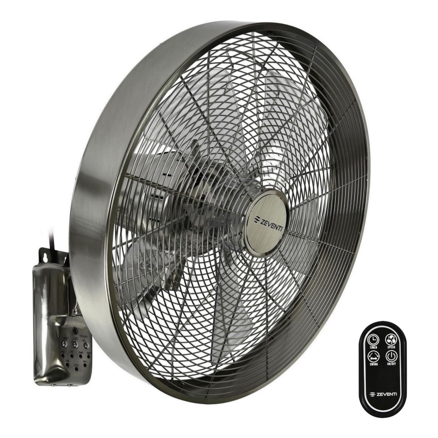 ZEVENTI - Ανεμιστήρας τοίχου FREEZE 50W/230V διάμετρος 40 cm ματ χρώμιο + τηλεχειριστήριο