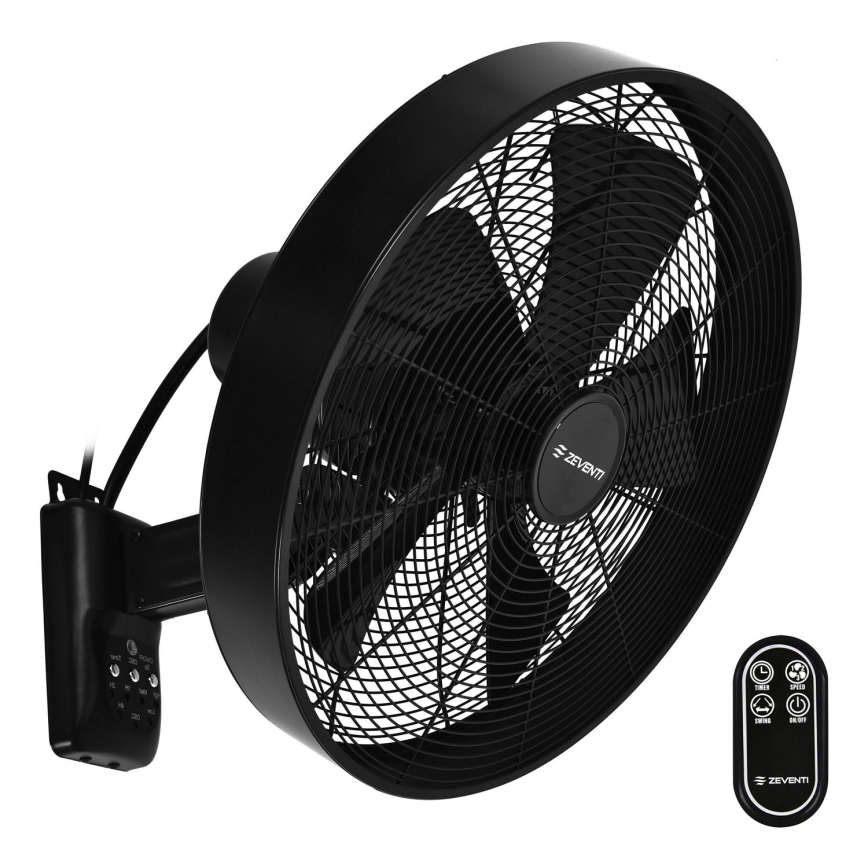ZEVENTI - Ανεμιστήρας τοίχου FREEZE 50W/230V διάμετρος 40 cm μαύρο + τηλεχειριστήριο