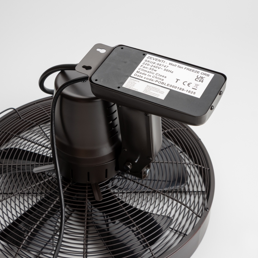 ZEVENTI - Ανεμιστήρας τοίχου FREEZE 50W/230V διάμετρος 40 cm μαύρο/καφέ + τηλεχειριστήριο