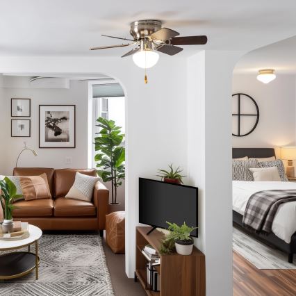 ZEVENTI - Οροφής ανεμιστήρας GALDANA 1xE27/60W/230V καφέ/μπεζ