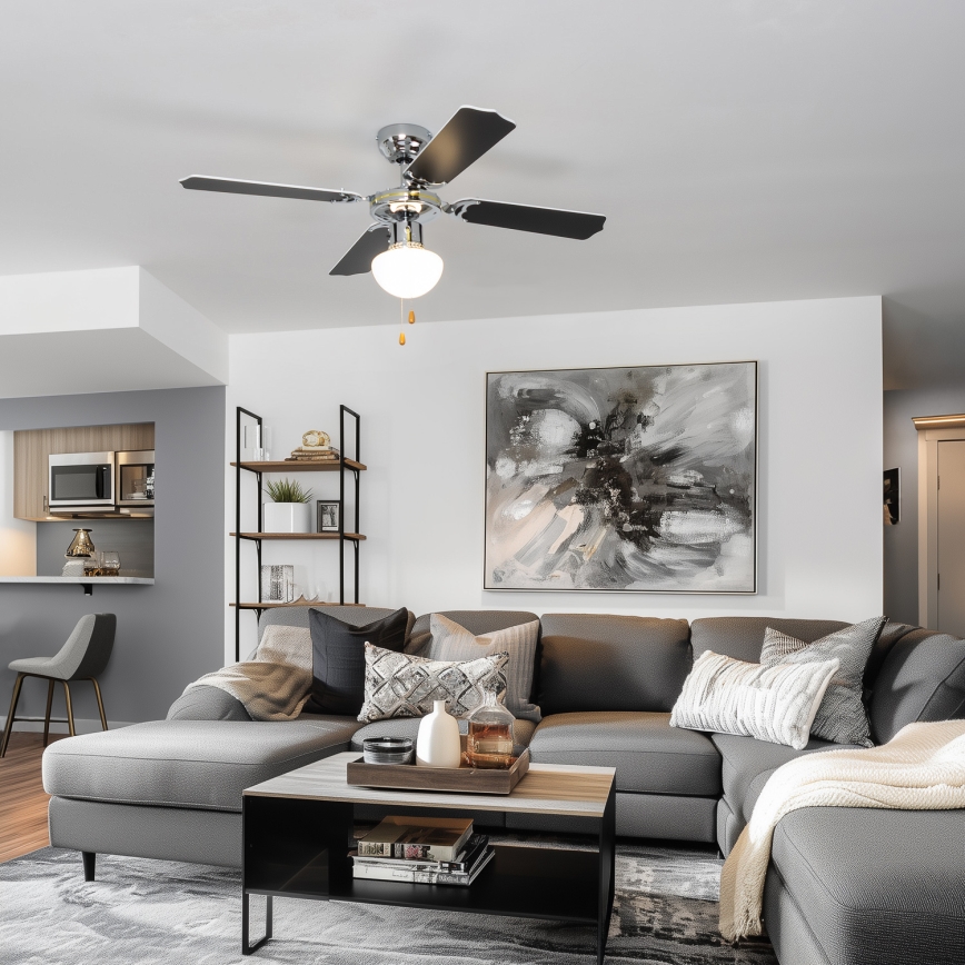 ZEVENTI - Οροφής ανεμιστήρας NAVAGIO 1xE27/60W/230V μαύρο/λευκό