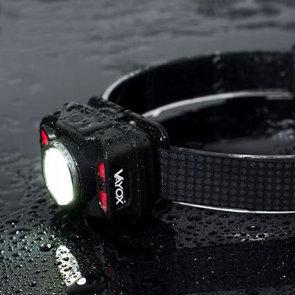 LED Dimming επαναφορτιζόμενο φακός κεφαλής με αισθητήρα και κόκκινο φωστικό LED/15W/5V IP66 430 γυαλιστερό 1800 mAh