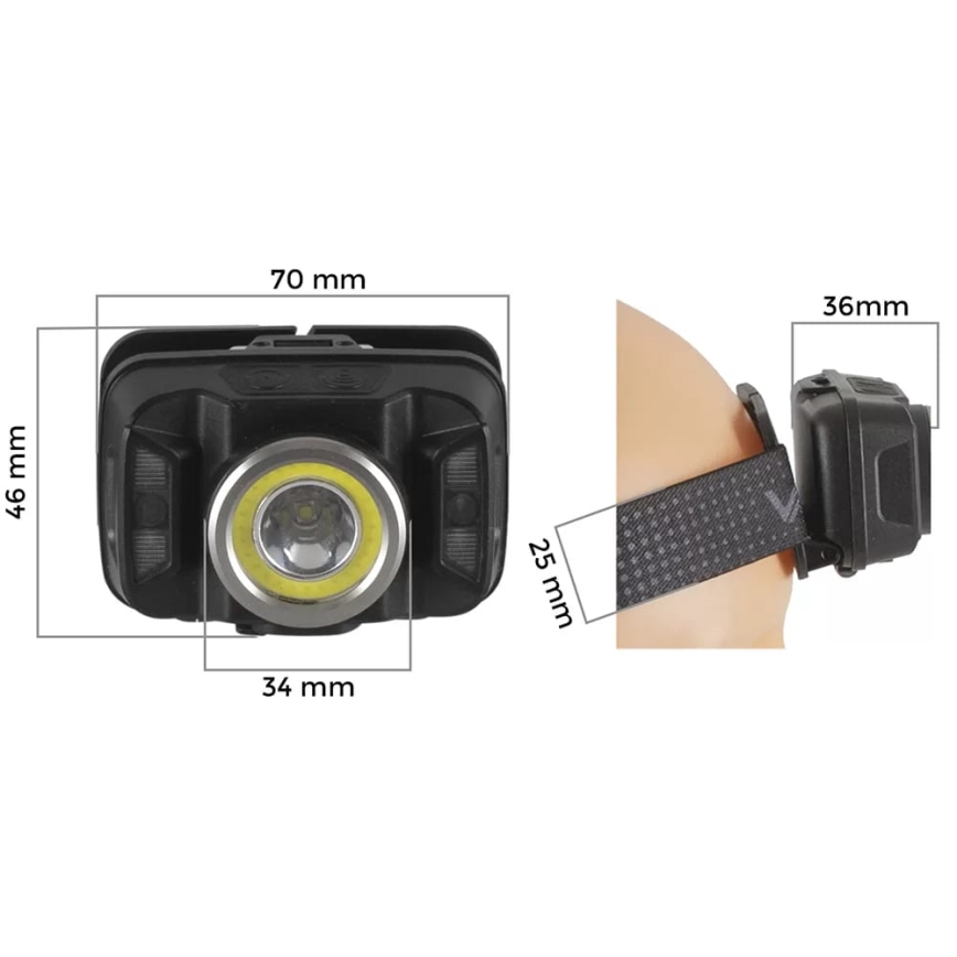 LED Dimming επαναφορτιζόμενο φακός κεφαλής με αισθητήρα και κόκκινο φωστικό LED/15W/5V IP66 430 γυαλιστερό 1800 mAh