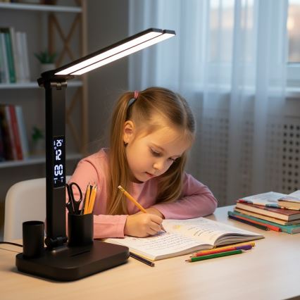 LED ρυθμιζόμενο επαναφορτιζόμενο επιτραπέζιο φωτιστικό NOBLITE P LED/5W/5V 3000/4000/6000K 2200 mAh μαύρο